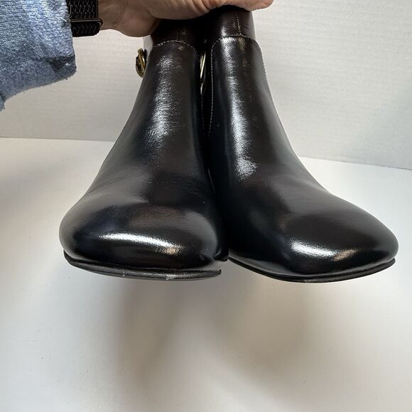 Kurt Geiger London Black Chelsea Square Toe Eagle Head Leather Booties Sz 36/6 - Picture 6 of 9